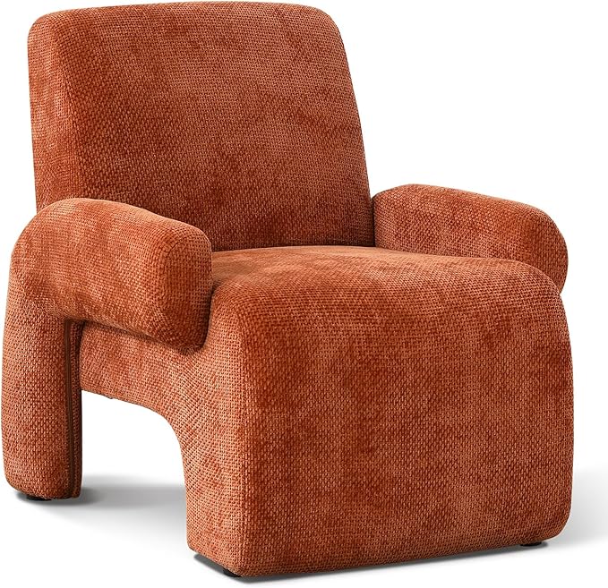 Chenille Oversized Armchair Extra Large Accent Reading Chair for Adults Comfy Mid-Century Modern Accent Chair Lounge Chair Arm Chairs for Living Room Bedroom(Brown)