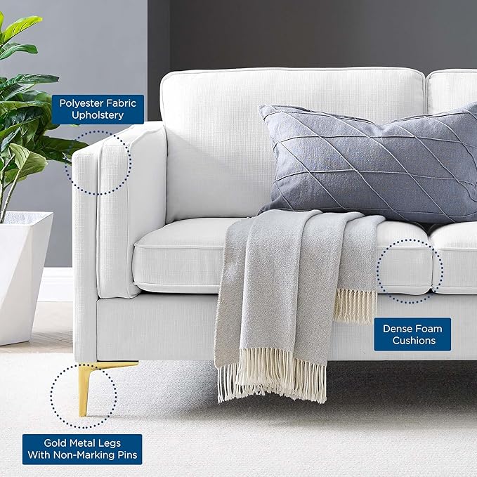 Modway Kaiya Upholstered Fabric Sofa 33.5 x 71 x 32 White
