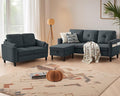 2 Piece Sofa Set 3 Seat Sofa Couch and Loveseat with Ottoman Couches Sets for Living Room/Apartment/Office Dark Grey