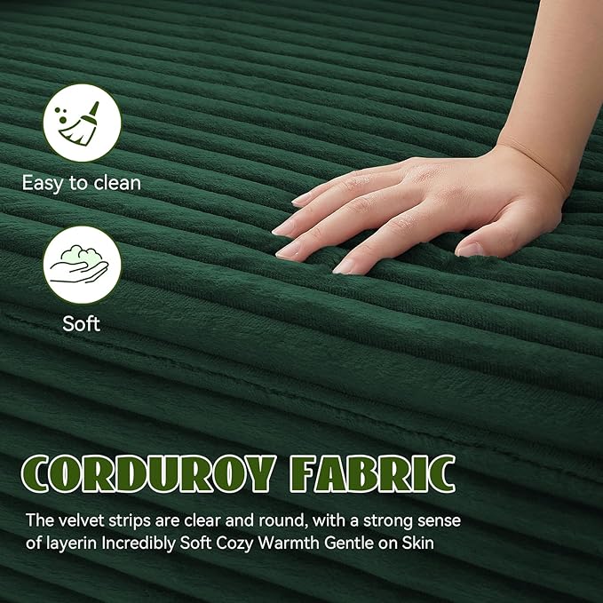 5-in-1 Folding Convertible Sofa Bed 78 Inch Corduroy Boneless Couch Loveseat Sleeper with Pull Out Bed Floor Sofa Modular Futon Couch for Living Room Small Place No Assembly Deep Green