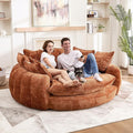 81.1W Oversized Round Chaise Lounge Chair Indoor Sofa Bed Extra Wide Round Couch for 2 People Oversized Chair with 14 Pillows Comfy Cloud Reading Couch Fluffy Sleeper Sofa for Living Room (Orange)