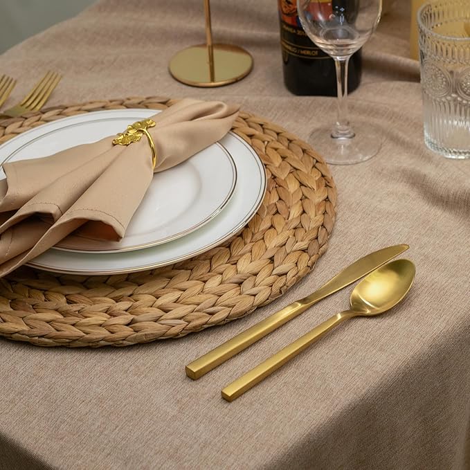 Alata Cube Matte Gold 40-Piece Flatware Set Forged Cutlery Set Service for 8 Stainless Steel Tableware with Square Handle for Home/Restaurant Dishwasher Safe