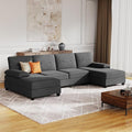 JAMFLY Sectional Sofa Couches for Living Room U Shaped Sofa Living Room Furniture Sets 4 Seat Modular Sectional Couch with Chaise Black Grey