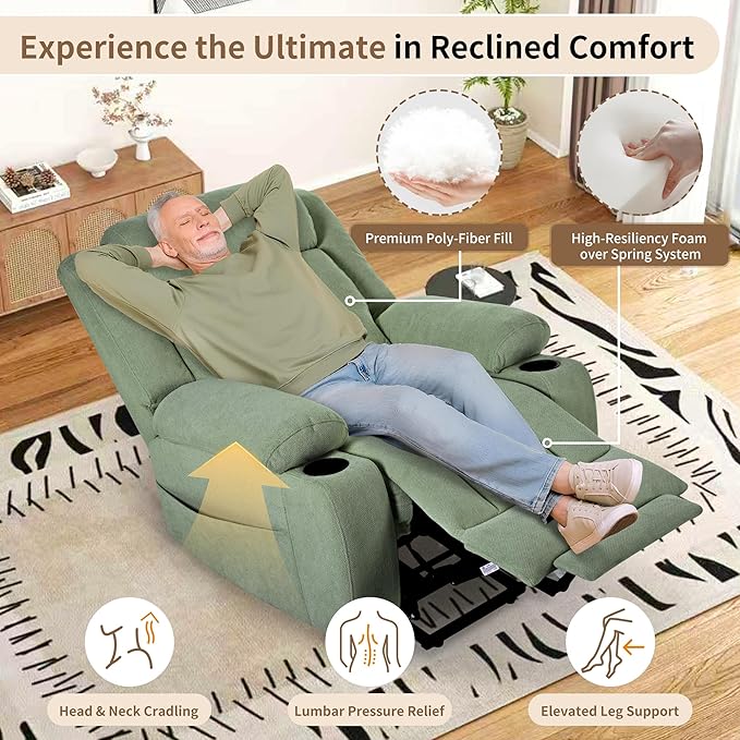 Oversize Power Lift Recliner Chair for Big and Tall with Extended Footrest Large Electric Lift Chairs 400lbs Capacity Remote Control Cup Holders &amp Side Pockets