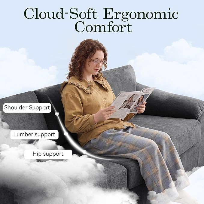 Boneless Single Sofa Chair Modern Cloud Accent Chair Comfy Deep Seat Couch for Living Room Bedroom Apartment Small Space No Assembly Dark Gray