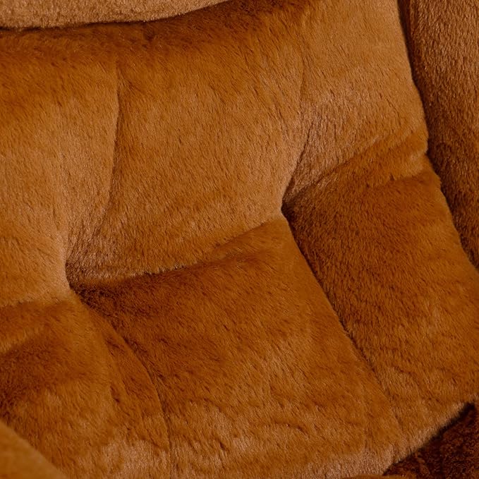 HollyHOME Lazy Chair with Foldable Ottoman Accent Comfy Lounge Armchair and Folding Footrest Stool Leisure Sofa Reading Chair and Footstool for Living Room BedroomFaux Fur Brown