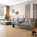 135.4 U Shaped Sofa Large Cloud Modular Sectional Couch with Ottoman for Living Room Minimalist Upholstered CouchesDeep Seat Corner CouchNo Assembly Required (GreyLeft Facing Chaise)