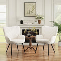 Mid-Century Sherpa Upholstered Accent Chair Cozy Armchair with Curved Backrest Sturdy Metal Legs Soft Fabric Chair for Living Room Bedroom &amp Reading AreaBeige