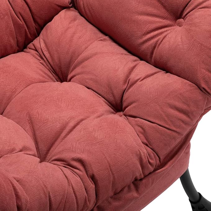 HollyHOME Lazy Chair with Armrest and Side Pocket Comfy Accent Lounge ChairLeisure Sofa Armchair for Living Room Bedroom Dorm or Small Spaces Oversized Reading Sofa Chair Textured Brick Red