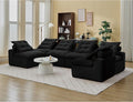 JUSTONE Modular Sectional Sofa CouchNo Armrests Floor SofaNeck Pillow-Back Lounge Sofa ChairSoft Corduroy FabricDurable SupportSmall Sofa for Living RoomApartment Guest Room6 SeatsBlack