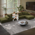 197” Modular L-Shaped Sectional Sofa Cloud Chenille Couch with 6 Pillows No-Assembly Customizable Sofa for Living Room &amp Bedroom Green