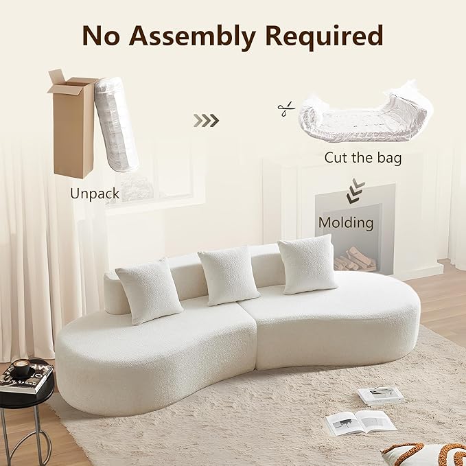 109 Modern Curved Sofa Raindrop Velvet Fabric 5 Seater Curved Shaped Sectional Couch for Living Room Bedroom Office No Assembly