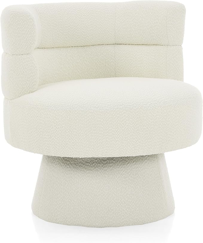 Christopher Knight Home Andree Contemporary 360° Swivel Accent Chair Boucle Upholstered Swivel Chair Super Comfort Single Lounge Sofa with Rotation for Living Room/Bedroom/Home Office Cream White