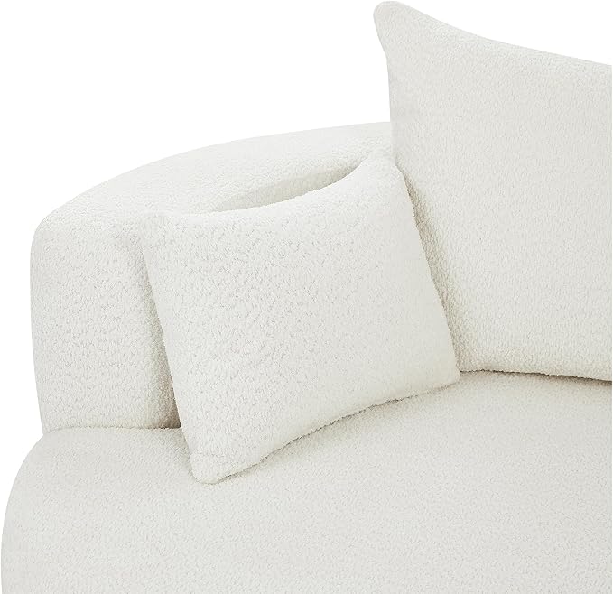 360° Swivel Barrel Chair Oversized Upholstered Swivel Chairs for Living RoomModern Chenille Fabric Club Chair55 Large Round Accent Chair with 3 Pillows for BedroomOffice (Beige 55-Inch)