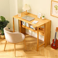 Bamboo Foldable Desk Small Folding Computer Desk with Hidden Storage Space Saving Study Table Fold Out Tables for Small Spaces Home Office Apartment (Natural)