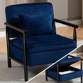 Blue Accent Chair with Storage 24 W Mid Century Modern Chair with Cushion Upholstered Corduroy Reading Chair with Wooden Legs Comfy Arm Chairs for Living Room Bedroom (Blue)