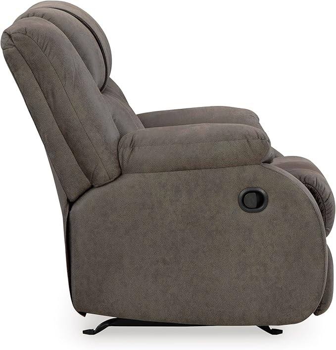 Signature Design by Ashley First Base Modern Faux Leather Rocker Recliner Gray