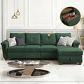 108 Sectional Sofa Convertible L Shaped Sofa with Ottoman and Large Storage 4 Seat Sectional Couch with Cup Holder Couches for Living Room Apartment Office (Green)