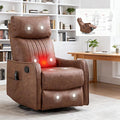Light Brown 360° Swivel Rocker Recliner Chair Massage Reclining Chair with 8-Point Vibration &amp Lumbar Heat for Adults Elderly 155° Recline Easy Assembly for Living Room
