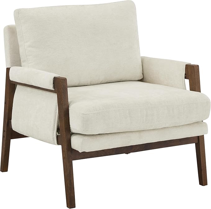 Roundhill Furniture Kelly Mid-Century Modern Accent Armchair White