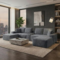 151 U-Shaped Sectional Couch 6-Seater Oversized Modular Sectional Sofa with USB Port &amp Storge Console Modern Corduroy Boneless Cloud Couch for Living Room No Assembly RequiredGray