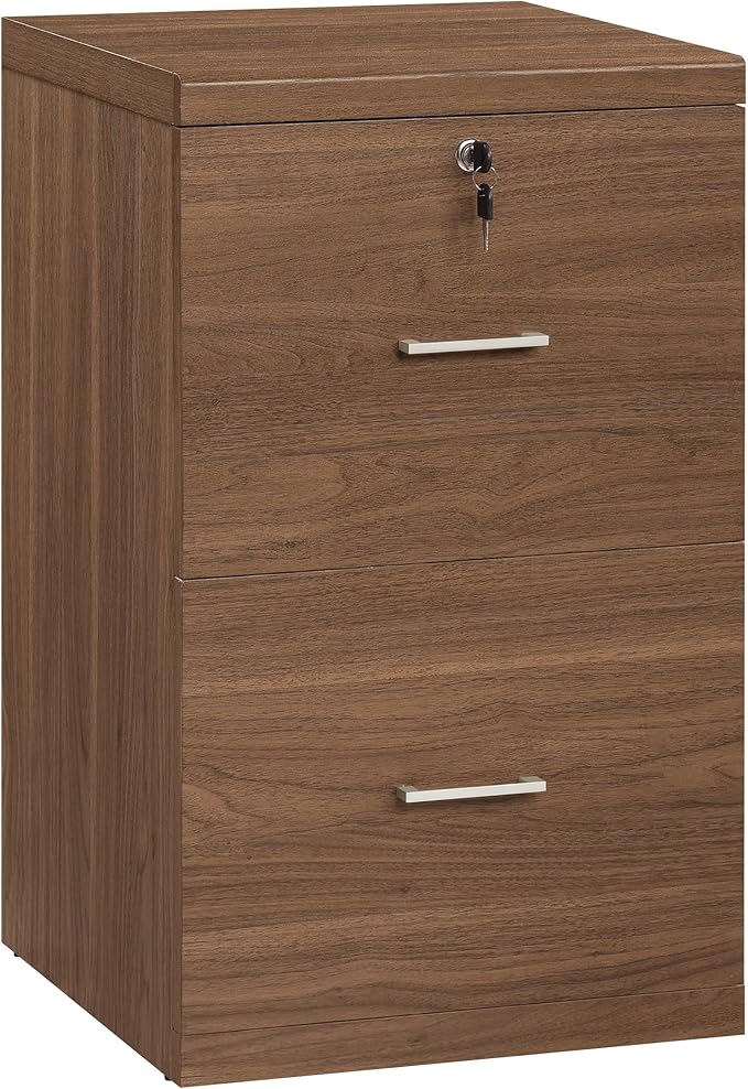 OSP Home Furnishings Alpine 2-Drawer Vertical File with Lockdowel Fastening System 16.75 inches Wide Majestic Walnut Finish