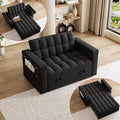 65 Modern Velvet Double Sofa 3 in 1 Foldable Computer Desk Sofa Bed with Adjustable Backrest Storage Bag and Pillow Hidden Living Room Laptop Desk with USB Port (Black)