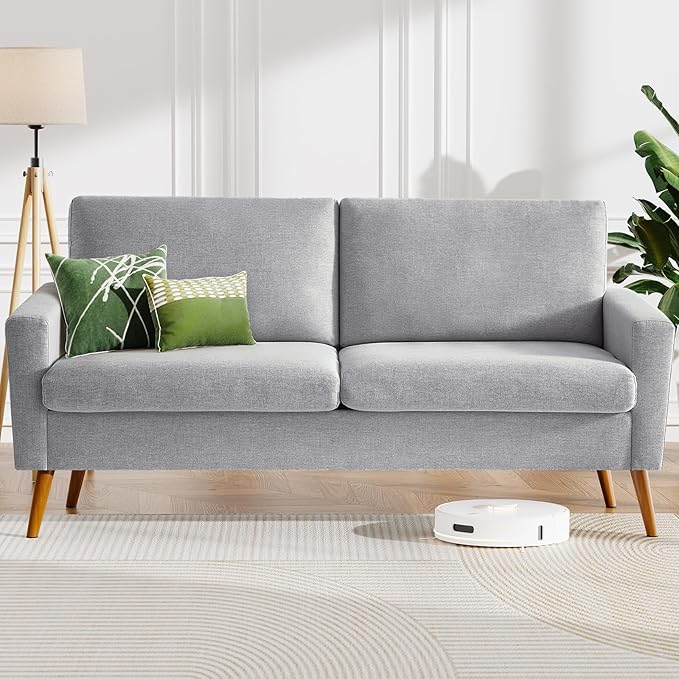 WEUP 68 Loveseat Sofa Light Gray Fabric Couch Mid Century Modern Loveseat Couches for Living Room Light Gray