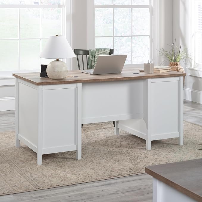 Sauder Cottage Road Executive Desk White Finish