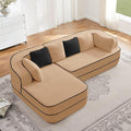 105.9 Modular Sectional Couch Sofa for Living RoomHigh Density Sponge Boneless Sofa with Left ChaiseL-Shaped Cloud Couch with Soft Teddy FabricNo Assembly RequiredCamel
