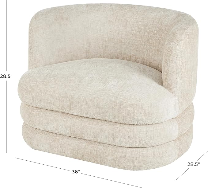 Deco 79 Polyester Living Room Accent Chair Arched Swivel Side Chair Corner Chair 36 x 29 x 29 Beige