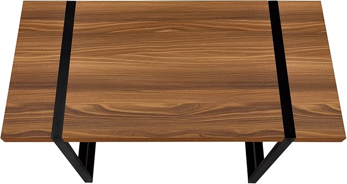 Penau Computer Desk for Home Office Walnut Laminate Finish Modern Black Metal Legs 49 Inches L x 23.75 Inches W