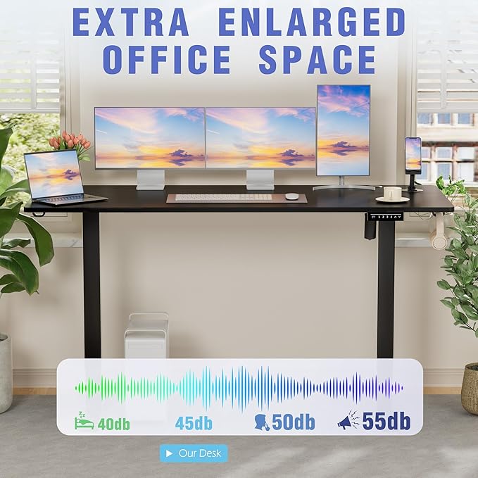 Homall Electric Standing Desk Height Adjustable Stand up Desk with Headphone Hook and USB Port Home Office Computer Desks with Splice Board