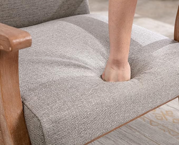 VESCASA 23.2 W Accent Chairs Set of 2 with Arms Farmhouse Side Chairs with Upholstered Seat Mid Century Modern Reading Chairs with White Wash Wood Legs for Living Room/Bedroom Light Grey Linen