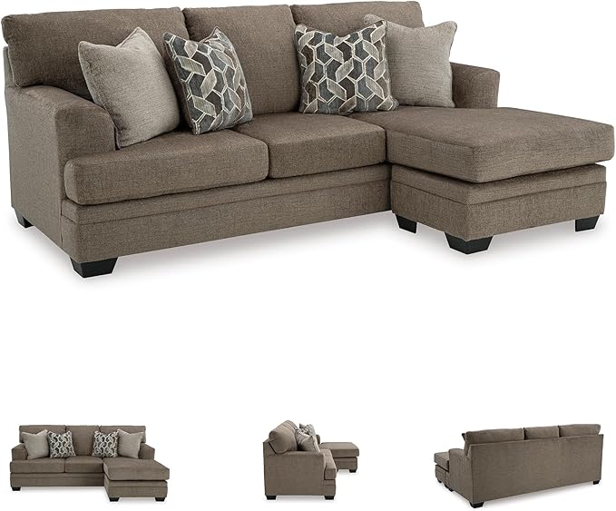 Signature Design by Ashley Stonemeade Casual Right-Arm Facing Sofa Chaise with 4 Toss Pillows Dark Brown
