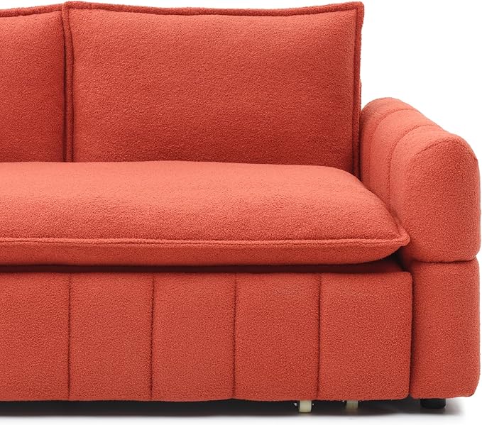 70 Convertible Sleeper Sofa Couch Full Size 3-in-1 Pull Out Sofa Bed for Living Room Upholstered Loveseat for Home Office Bedroom Apartment Orange