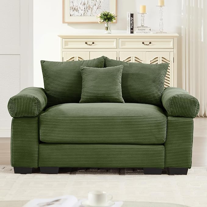 54 Corduroy Sectional Couches for Living Room Green Comfortable Oversized Sectional Sofa Set with Deep Seat Large Single Sofa Sofas para Sala Modern Corduroy Couch Set