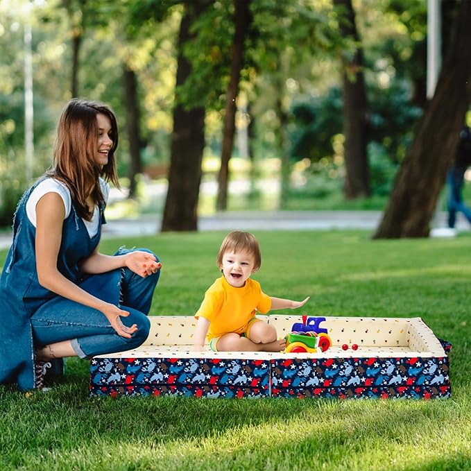 100% Cotton Lining Portable Foldable Toddler Travel Bed - Soft Foam Floor Bed with Washable Cover Safe and Comfortable Toddler Crib Ocean Blue