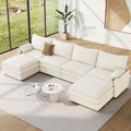 Vesgantti 142 U Shaped Sectional Couch Comfy Cloud Modular Sectional Sofa with 2 Ottoman Deep Seat Chenille Modern Cloud Sofa Modular Sofas for Living Room Bedroom and Apartment Snow White