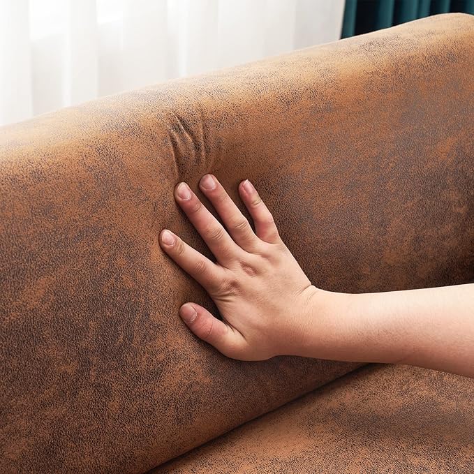 Karl home Mid-Century Club Chair 38.2 Living Room Sofa Oversized Bronzing Cloth Upholstered Accent Chair with Metal Legs for Living Room Bedroom Balcony Apartment Office Brown