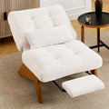 Accent Chair with Ottoman Adjustable Backrest Stripe Living Room Chair Indoor Lounge Chair with Build-in Footrest Set Modern Chair Cozy Reclining Chair for Reading Room Beige