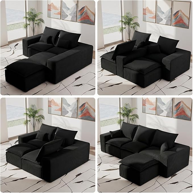 107 Cloud Modular Sectional Sofa for Living Room with Ottoman &amp L-Shaped Chaise No Assembly Required Deep Seat Couch in a Box.