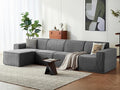 LINSY HOME Modular Sectional Sofa 134 Boneless Couch L Shaped 4-Seat Sofa with Movable Ottoman Corduroy Sectional Cloud Couches for Living Room No Assembly Required Bluish Grey