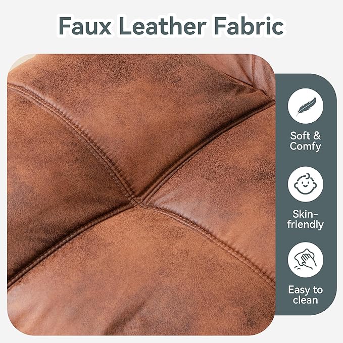 Opoiar Convertible Futon Sofa Bed Brown Faux Leather Futon Couch with Adjustable Backrest &amp Armrests Folding Small Recliner Sleeper Sofa Bed for Living Room Apartment Office