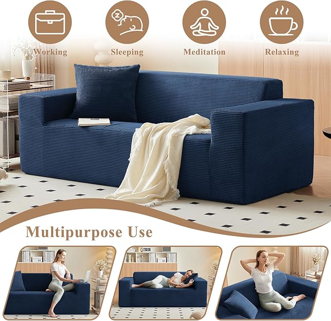FILUXE Convertible Folding Sofa Bed - Sleeper Chair with Pillow Modern Linen Fabric Floor &amp Futon Couch Foldable Mattress for Living Room/Dorm/Guest Use/Home Office/Apartment Single Size Dark
