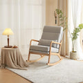Rocking Chair Nursery Glider Rocker Convertible Rocking Armchair to Accent Chair Mid-Century Modern Chair with Lumbar Pillow for Bedroom Living Room Nursery Light Gray