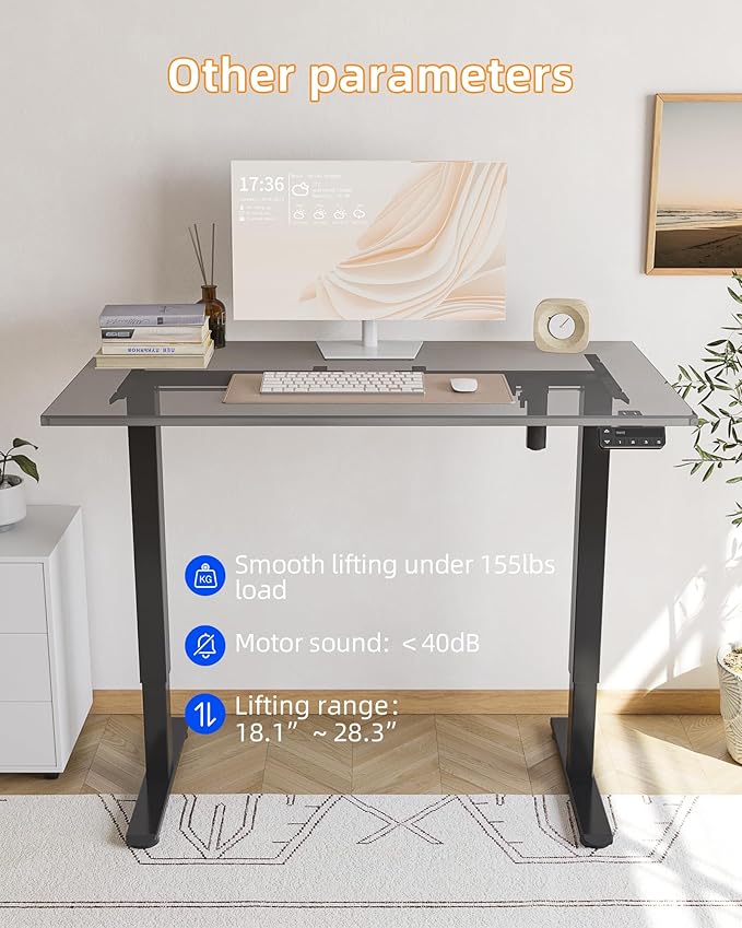 YIHAYO Low Height Adjustable Desk Frame Lifts 18.1-28.3 Inches Electric Standing Desk for Short People DIY Workstation Computer Table for Home Office (Black)