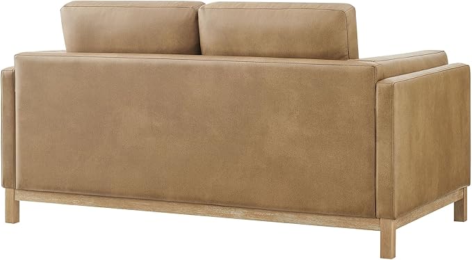 Modway Roscoe 63 Inch Vegan Leather Loveseat in Toast - Comfortable Faux Leather 2 Seater Couch for Living Room Apartment or Office Seating