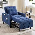 Convertible Sleeper Chair 3 in 1 Sleeper Chair Bed Pull Out Sofa Bed Chair Single Sofa Bed Adjustable Backrest Chairs Bed Sleeper for Adults Reading Living Room Bedroom Velvet Blue