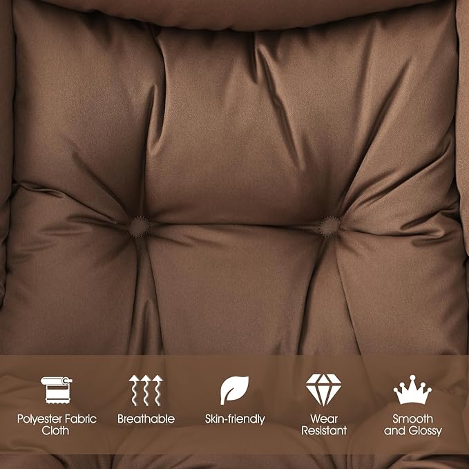 Giantex Modern Lazy Chair Accent Contemporary Lounge Chair Polyester Fabric w/Steel Frame Upholstered Single Sofa Chair w/Armrests &amp Side Pocket Leisure Sofa Chair (Brown)